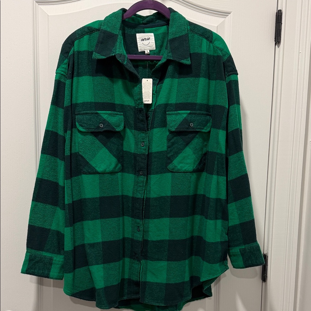 Green and Black Flannel Shirt